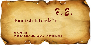 Henrich Elemér névjegykártya